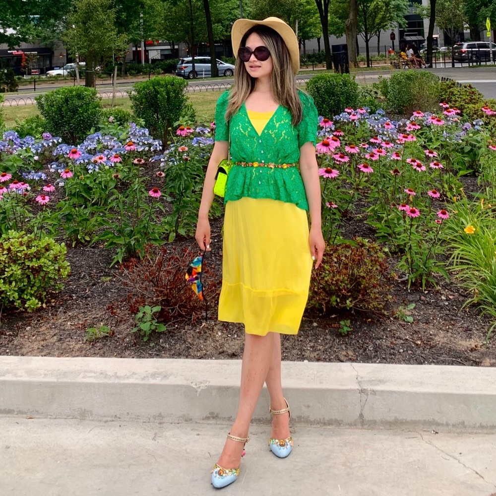 Zara green lace blouse